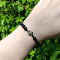 Adjustable Lava Rock Bead Bracelet with Sterling Silver Tree of Life Charm