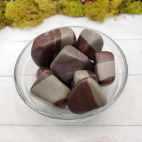 shiva lingam stone pieces in glass bowl