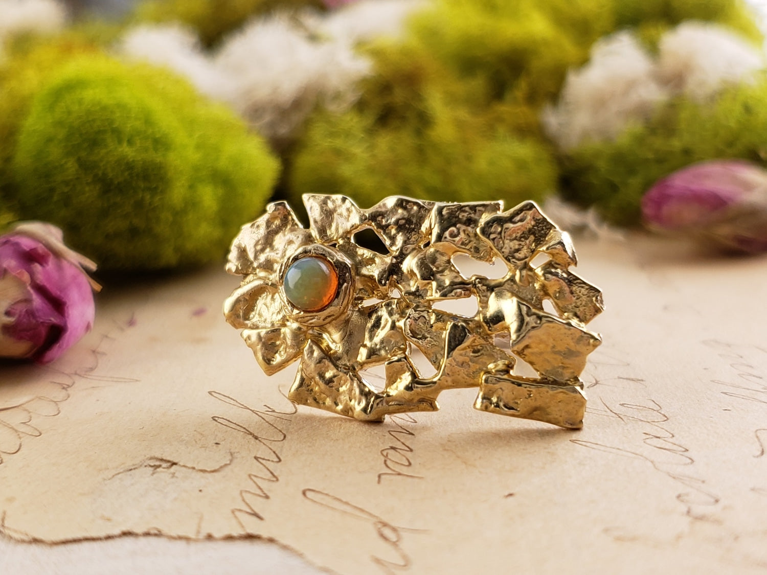 Sterling Silver &amp; Opal Gemstone Ring - Solar Sparkle | Crystal Gemstone Shop.
