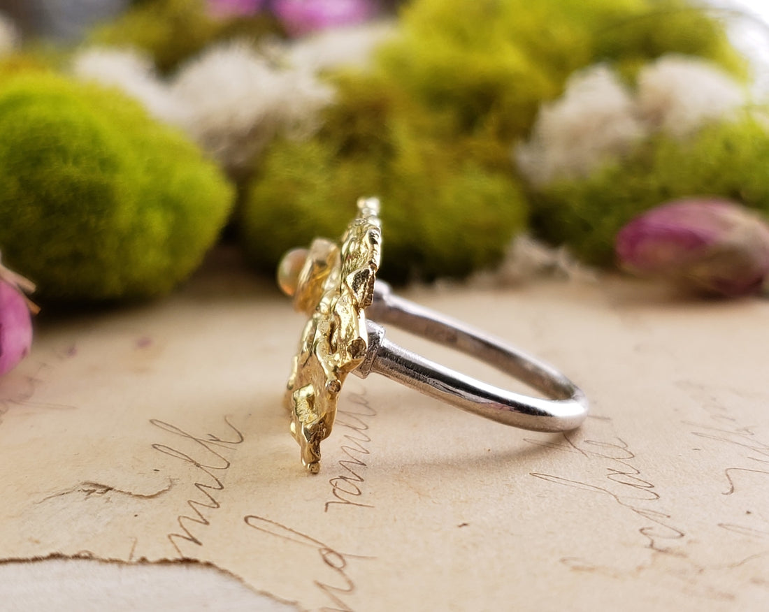 Sterling Silver & Opal Gemstone Ring - Solar Sparkle | Crystal Gemstone Shop.