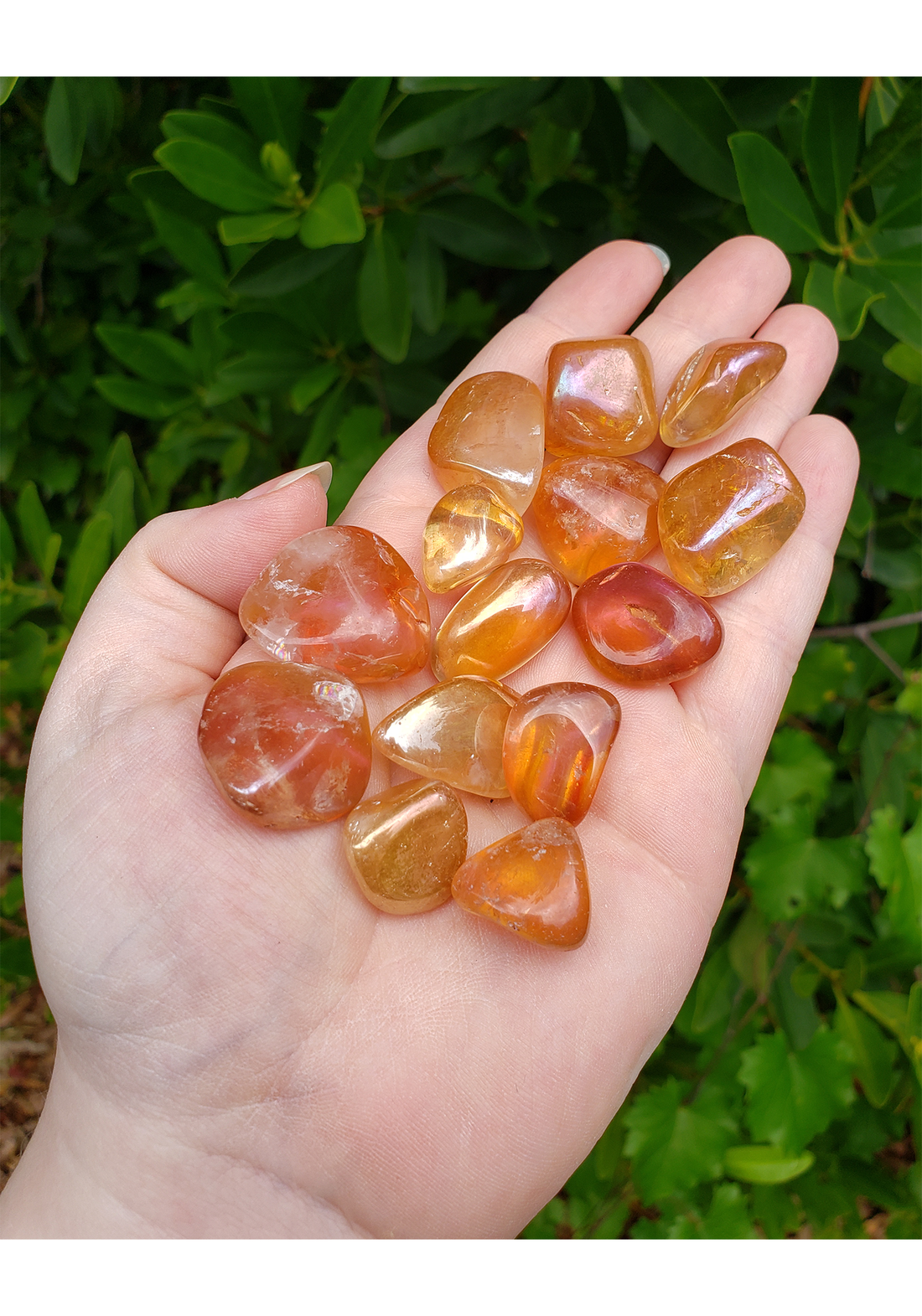 Tangerine Orange Aura Quartz Tumbled Gemstone - Stone of Spiritual Growth -  0.5" - 1"
