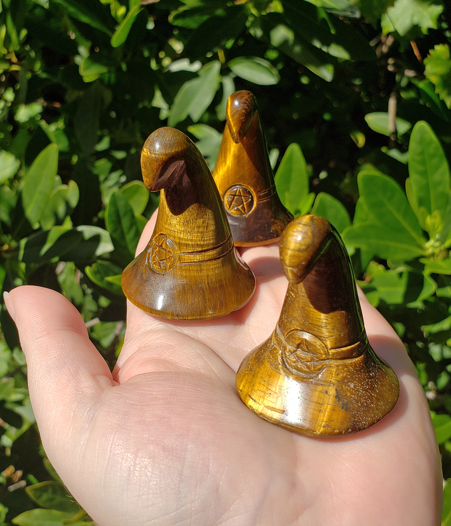 Tiger Eye Witch's Hat Carving