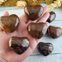 Tiger Iron Natural Gemstone Puffy Heart Carving - 40 - 45mm