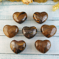 Tiger Iron Natural Gemstone Puffy Heart Carving - 40 - 45mm