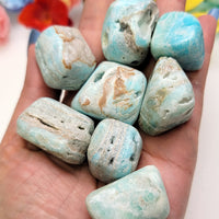 Blue Aragonite Natural Tumbled Gemstone - Natural Texture One Stone