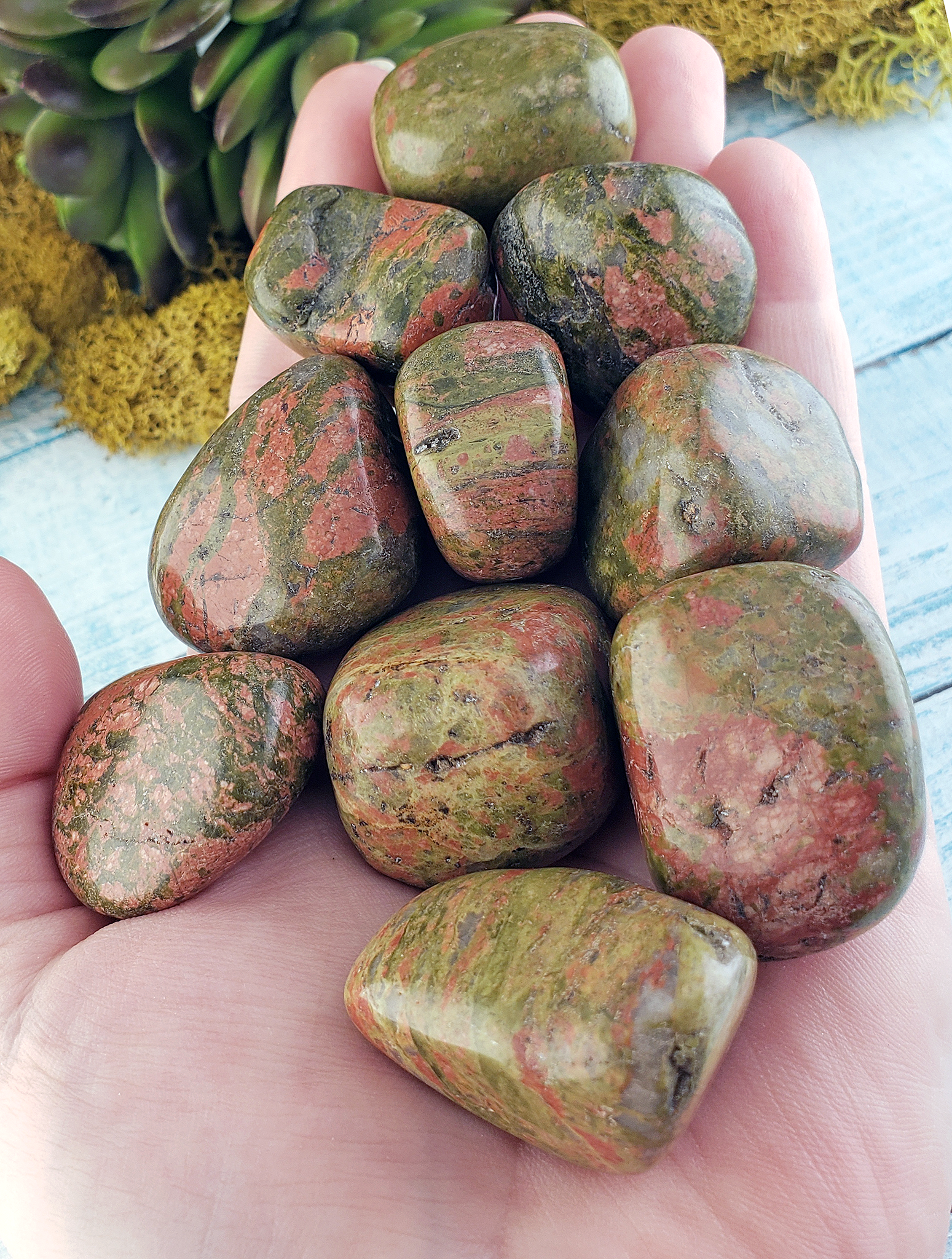 Unakite Natural Tumbled Gemstone - Stone of Abundance and Happiness