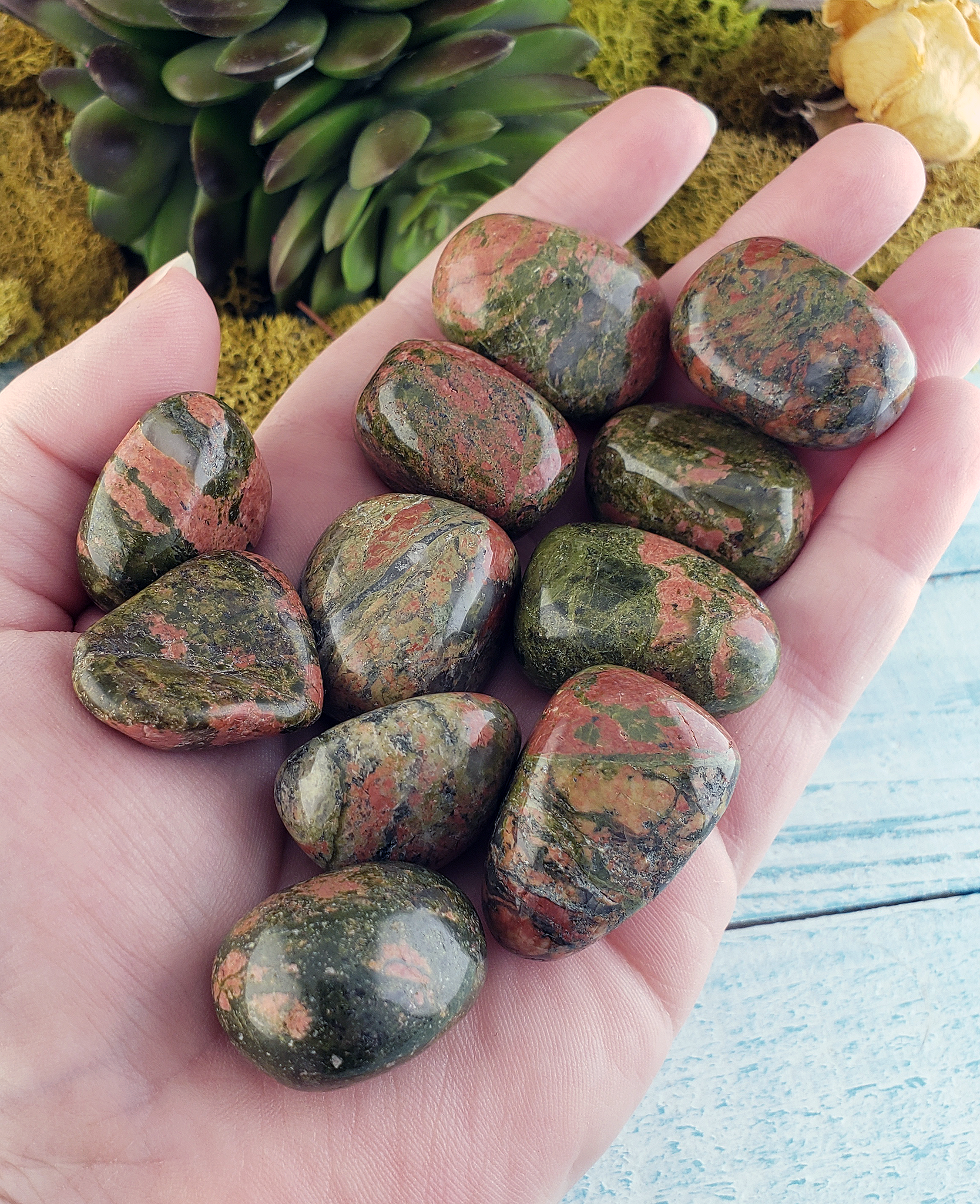 Unakite Natural Tumbled Gemstone - Stone of Abundance and Happiness - 0.75&quot; - 1.2&quot;