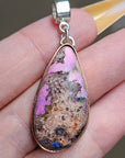 Natural Cantera Mexican Pink Purple Opal Sterling Silver & Copper Pendant - AAA Grade Opal