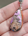 Natural Cantera Mexican Pink Purple Opal Sterling Silver & Copper Pendant - AAA Grade Opal