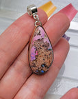 Natural Cantera Mexican Pink Purple Opal Sterling Silver & Copper Pendant - AAA Grade Opal