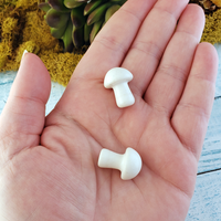 White Agate Gemstone Toadstool Mushroom Carving - Mini Shroom!