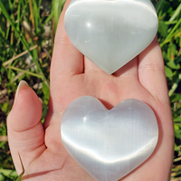 White Selenite Natural Gemstone Heart Carving - 45 - 55mm