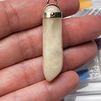 White Moonstone Sterling Silver, Copper, and 10k Pendant