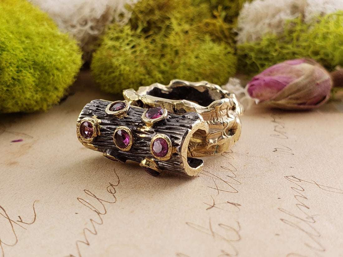 Sterling Silver & Amethyst Gemstone Ring - Wood Folk | Crystal Gemstone Shop.