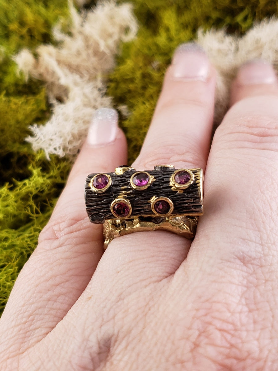 Sterling Silver & Amethyst Gemstone Ring - Wood Folk | Crystal Gemstone Shop.