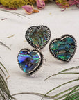 Abalone Paua Shell Gemstone Sterling Silver Heart Ring - Oceania