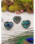 Abalone Paua Shell Gemstone Sterling Silver Heart Ring - Oceania