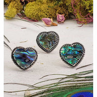 Abalone Paua Shell Gemstone Sterling Silver Heart Ring - Oceania