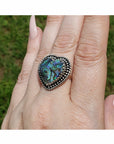 Abalone Paua Shell Gemstone Sterling Silver Heart Ring - Oceania