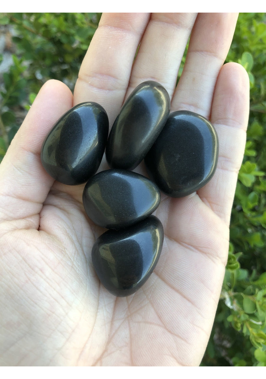 Black Agate Natural Tumbled Gemstone - Single Stone