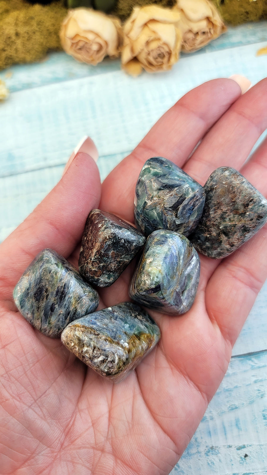 Blue-Green Kyanite Tumbled Stones