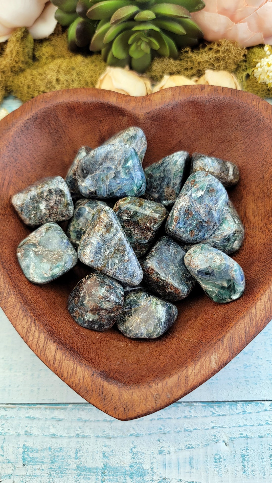 Blue-Green Kyanite Tumbled Gemstone Bulk