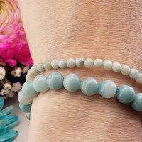 Pair of Amazonite Natural Gemstone 5-8mm Bead Bracelets | Crystal Gemstone Shop.
