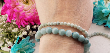 Pair of Amazonite Natural Gemstone 5-8mm Bead Bracelets | Crystal Gemstone Shop.