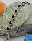 Black Spinel Natural Gemstone Sterling Silver Bracelet - Sana