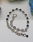 Black Spinel Natural Gemstone Sterling Silver Bracelet - Sana