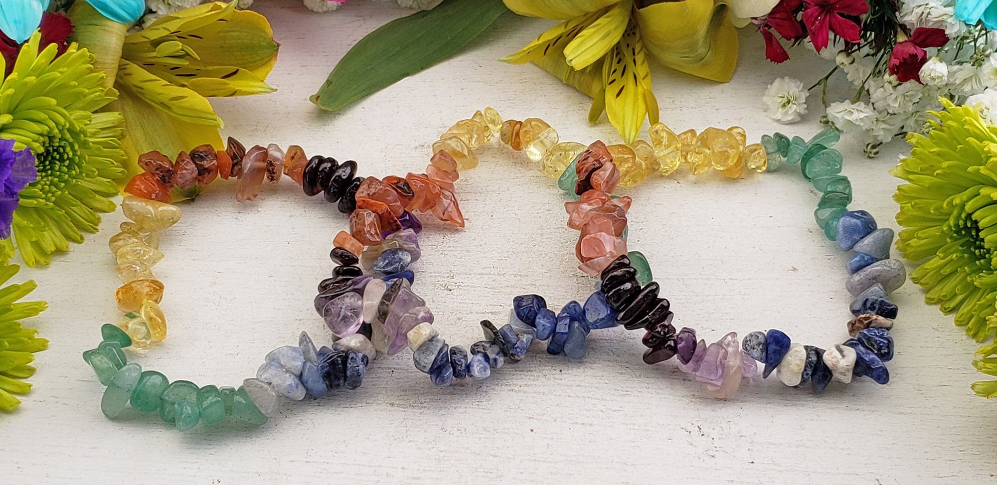 Chakra Natural Gemstone Chip Bracelet | Crystal Gemstone Shop.