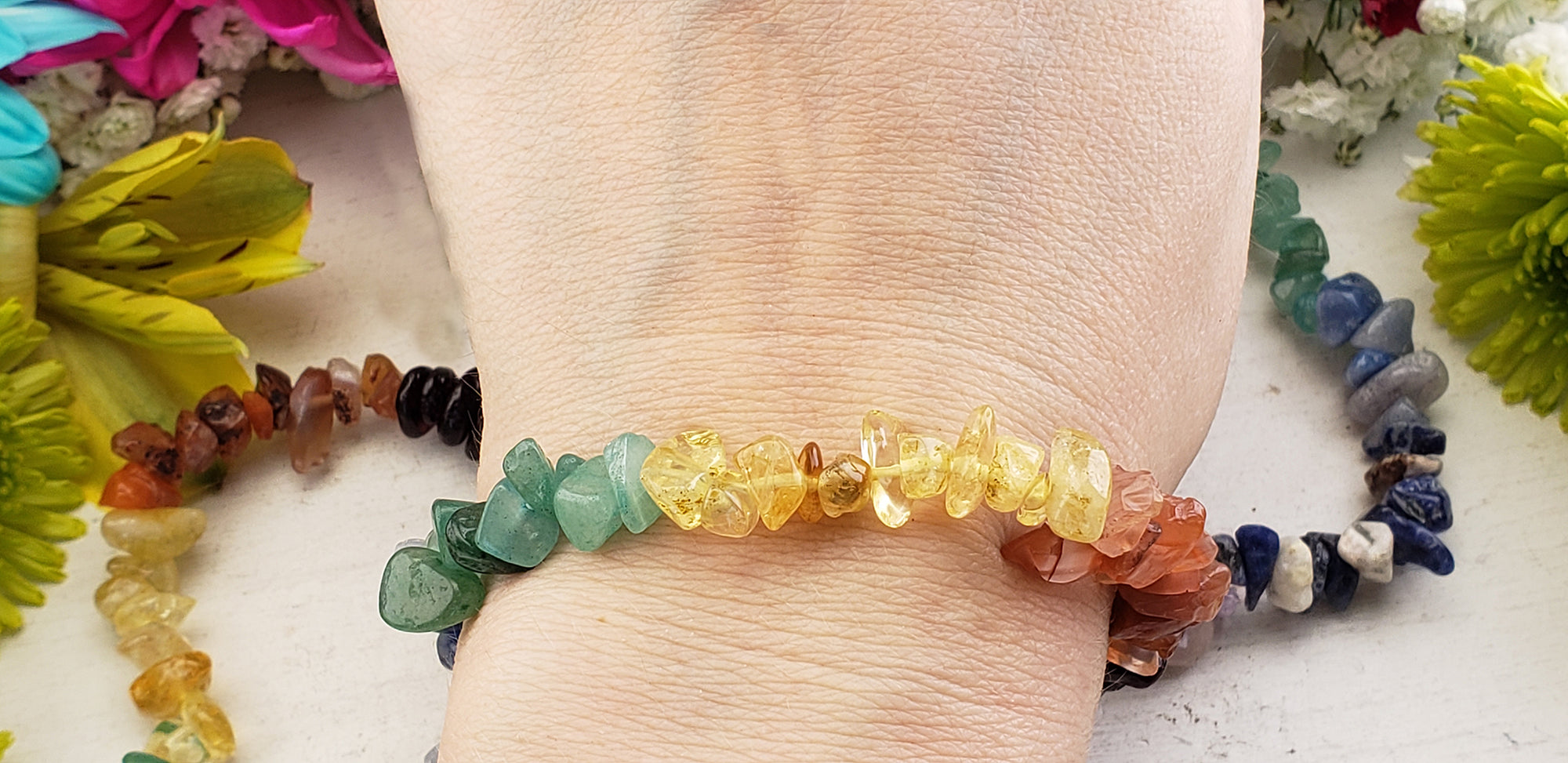 Chakra Natural Gemstone Chip Bracelet | Crystal Gemstone Shop.