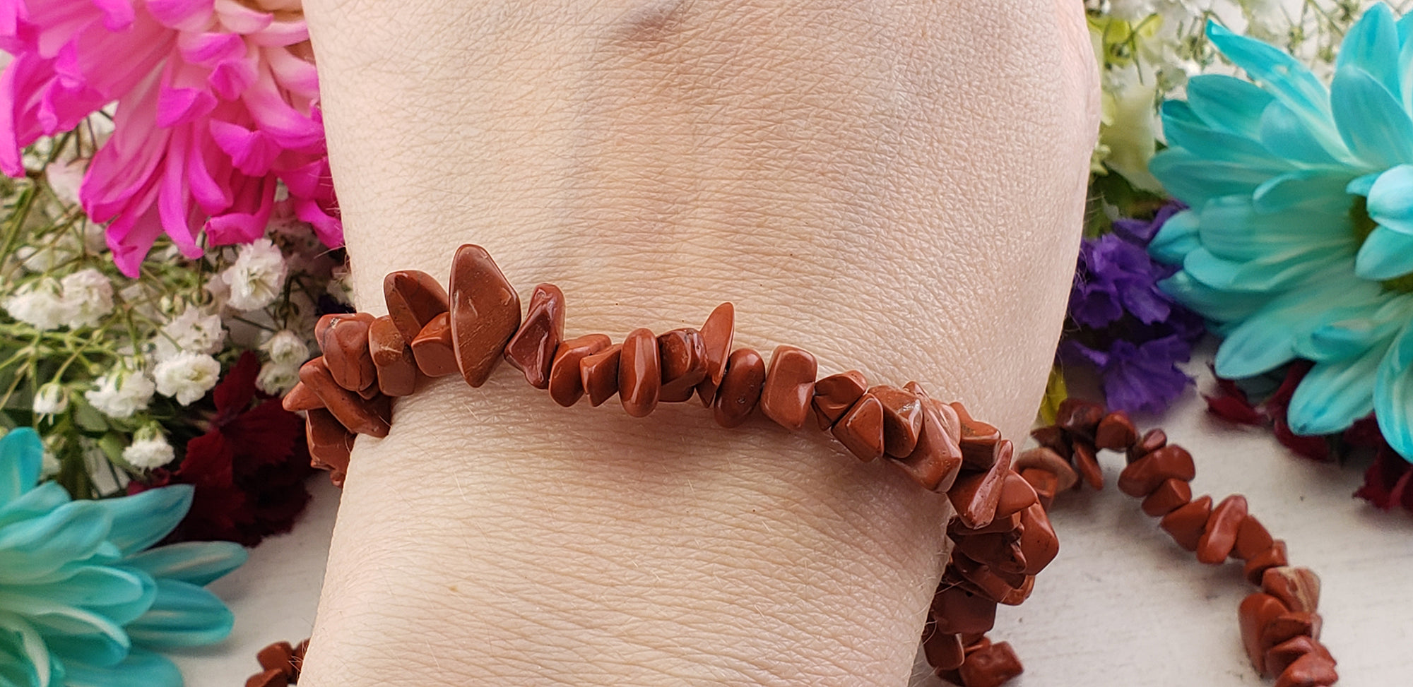 Red Jasper Natural Gemstone Chip Bracelet | Crystal Gemstone Shop.