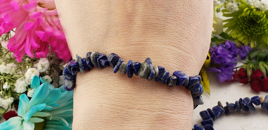 Sodalite Natural Gemstone Chip Bracelet | Crystal Gemstone Shop. 2