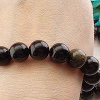 Goldsheen Obsidian Natural Gemstone 12mm Bead Bracelet