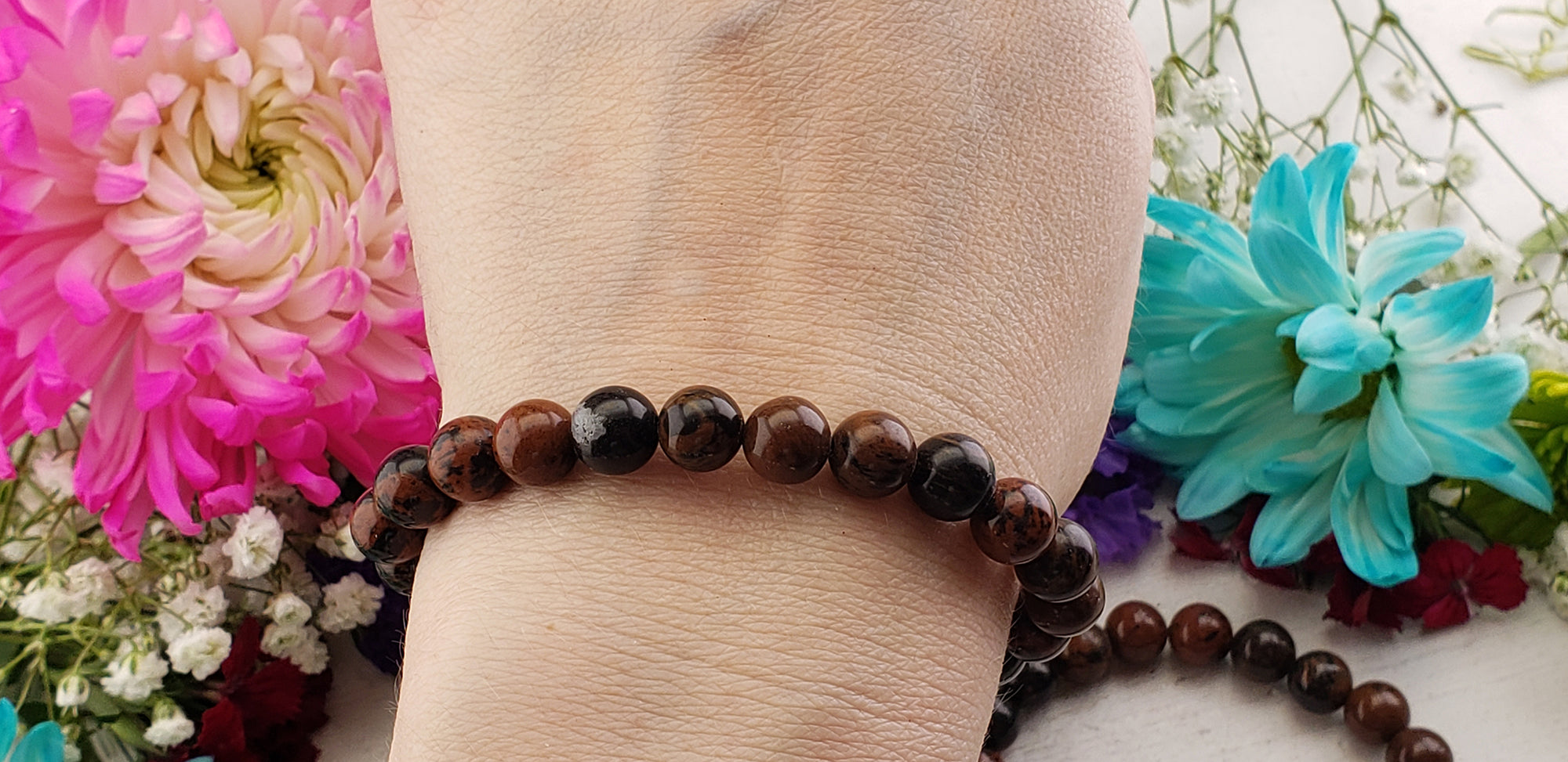 Mahogany Obsidian Natural Gemstone 8mm Bead Bracelet | Crystal Gemstone Shop.