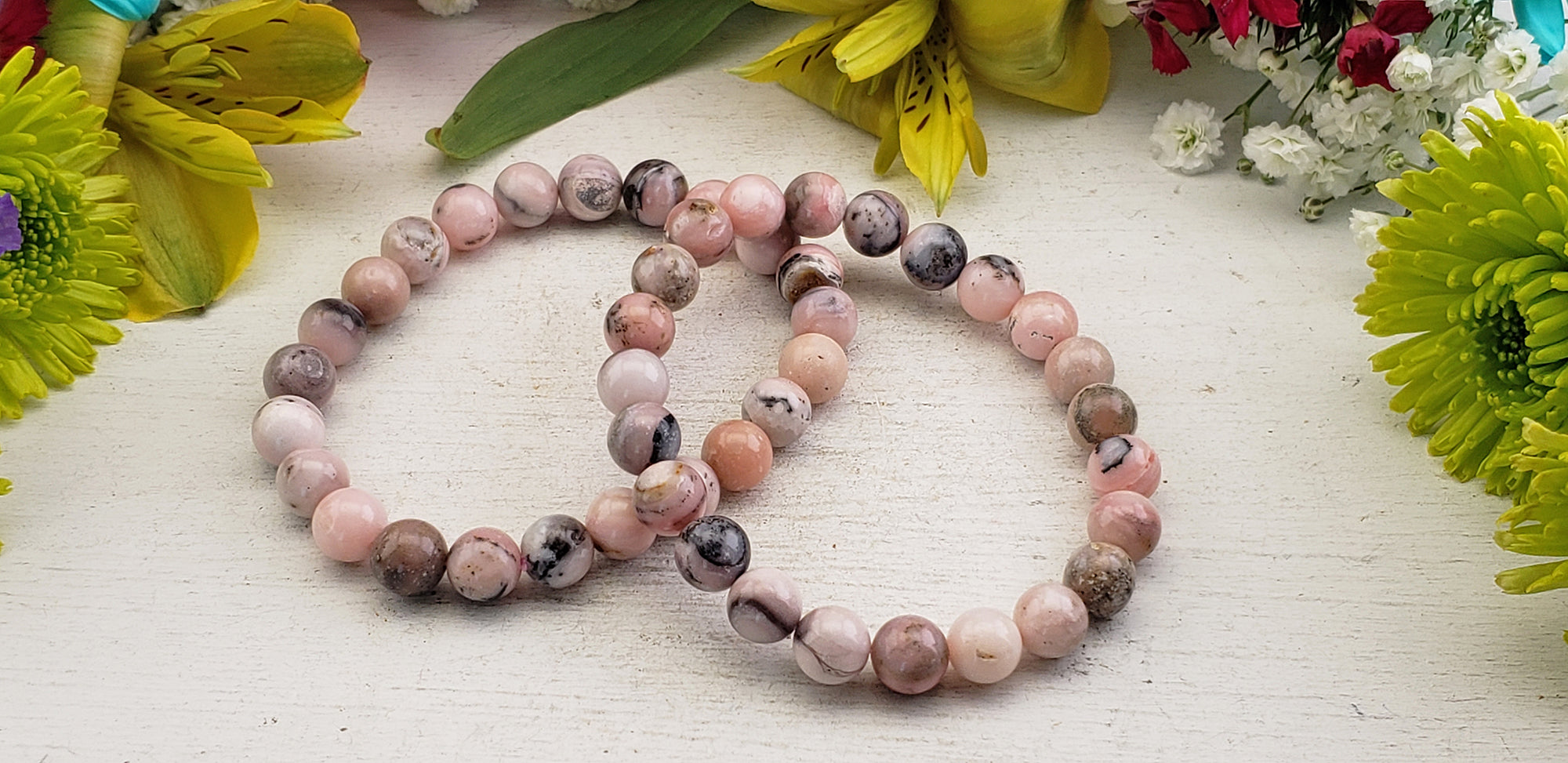 Pink Opal Natural Gemstone 8mm Bead Bracelet | Crystal Gemstone Shop.