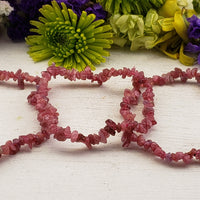 Pink Tourmaline Natural Gemstone Chip Bracelet | Crystal Gemstone Shop.