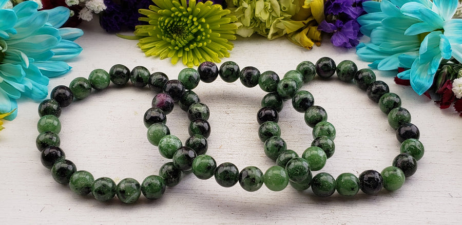 Ruby Zoisite Natural Gemstone 8mm Bead Bracelet | Crystal Gemstone Shop.