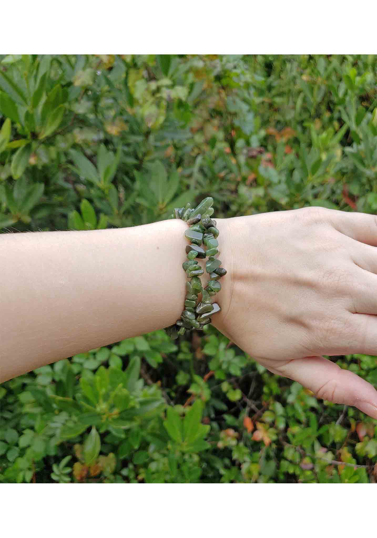 Green Nephrite Jade Natural Gemstone Chip Bracelet 2
