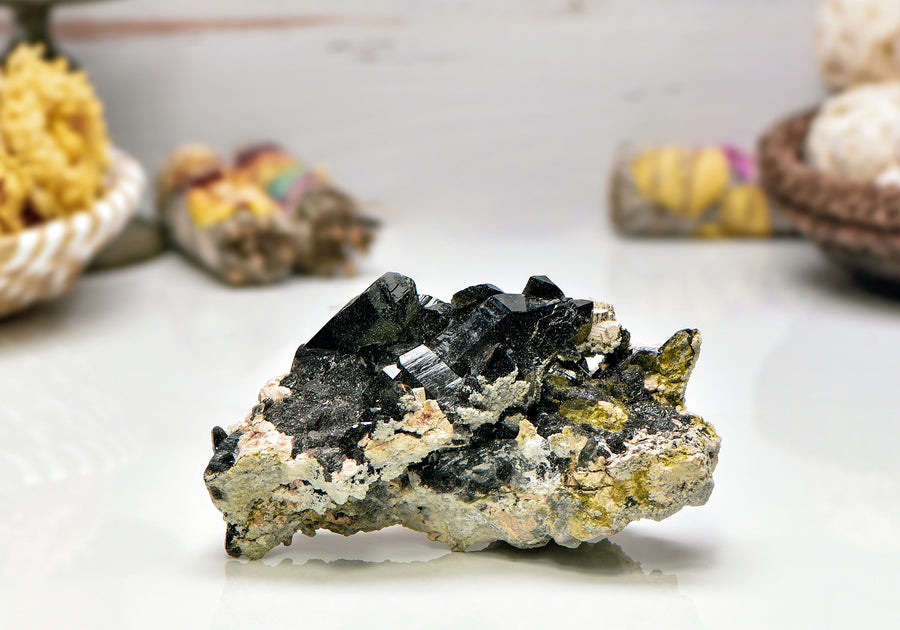 Feldspar and Smoky Quartz Gemstone Cluster