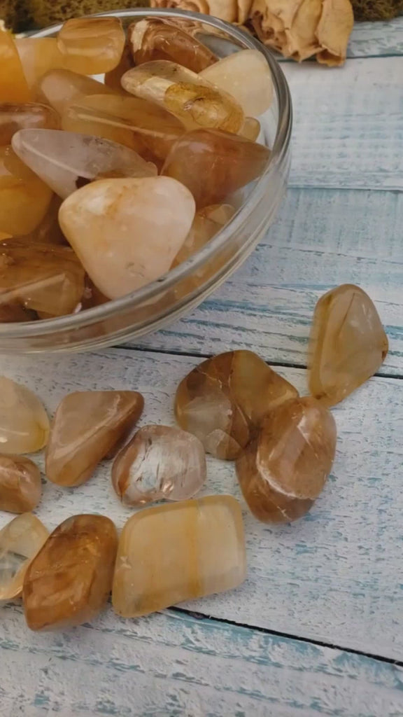 Hematoid Quartz Golden Healer Tumbled - One Stone or Wholesale Lots - Video