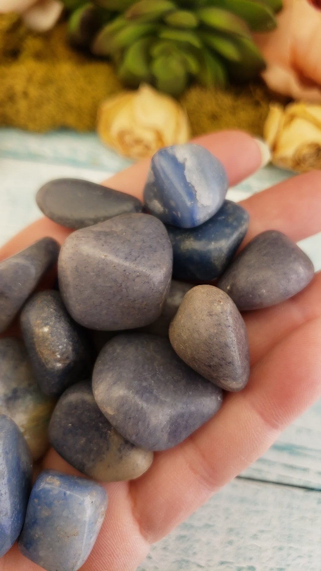 Blue Quartz Tumbled Gemstone - Small One Stone or Bulk Wholesale Lots - Video