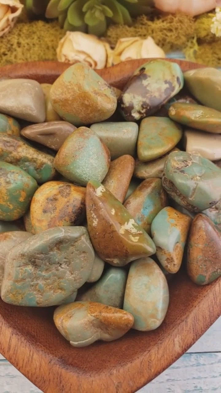 Natural Turquoise Tumbled Gemstone - One Stone or Bulk Wholesale Lot - Video