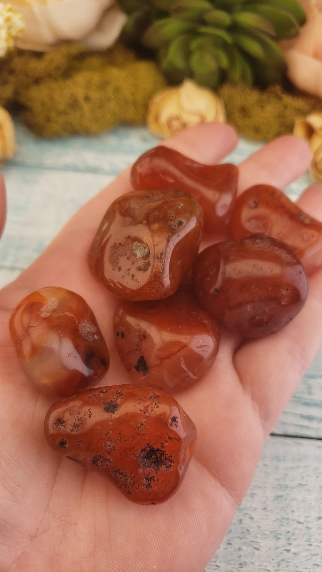 Carnelian Polished Tumbled Gemstone - One Stone or Bulk Wholesale Lots - Video