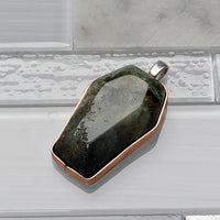 Fancy Jasper Gemstone Coffin Sterling Silver and Copper Pendant