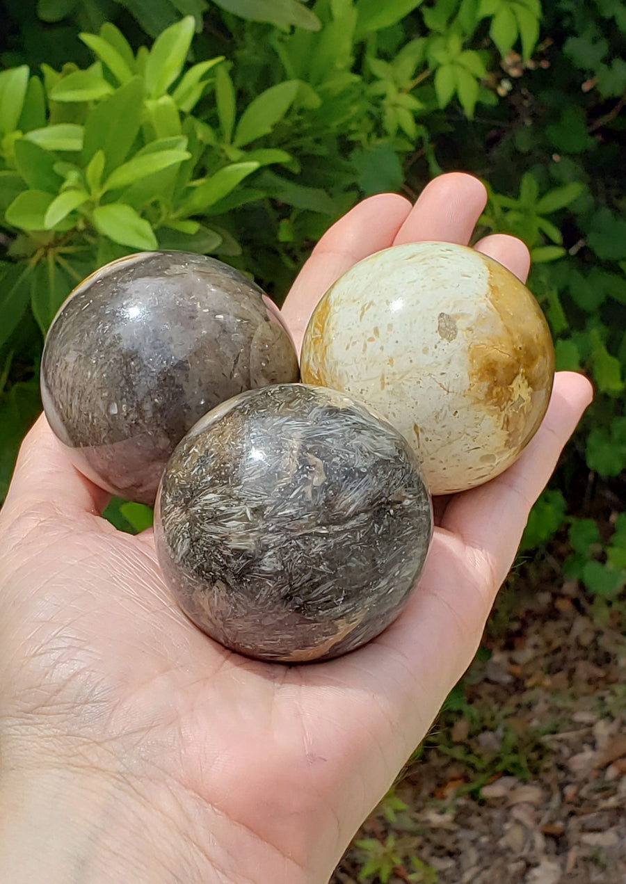 Feather Agate Gemstone Sphere Orb