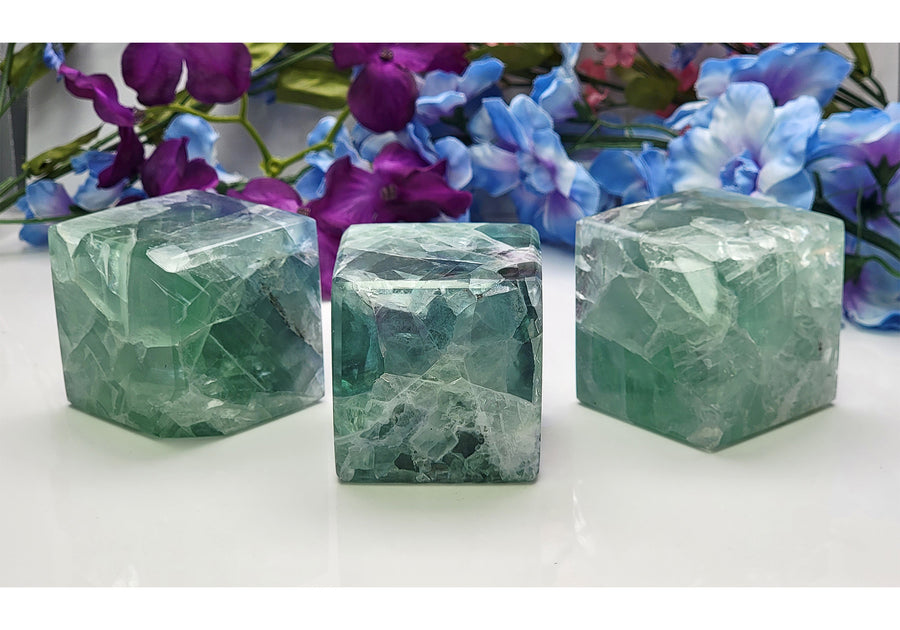 Fluorite Natural Gemstone Cube Carving 2