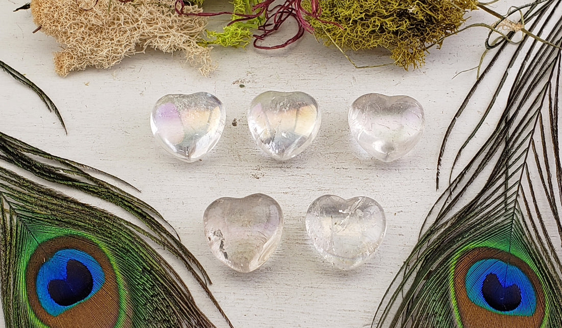 Angel Aura Quartz Gemstone Heart - 24mm - 27mm | Crystal Gemstone Shop.