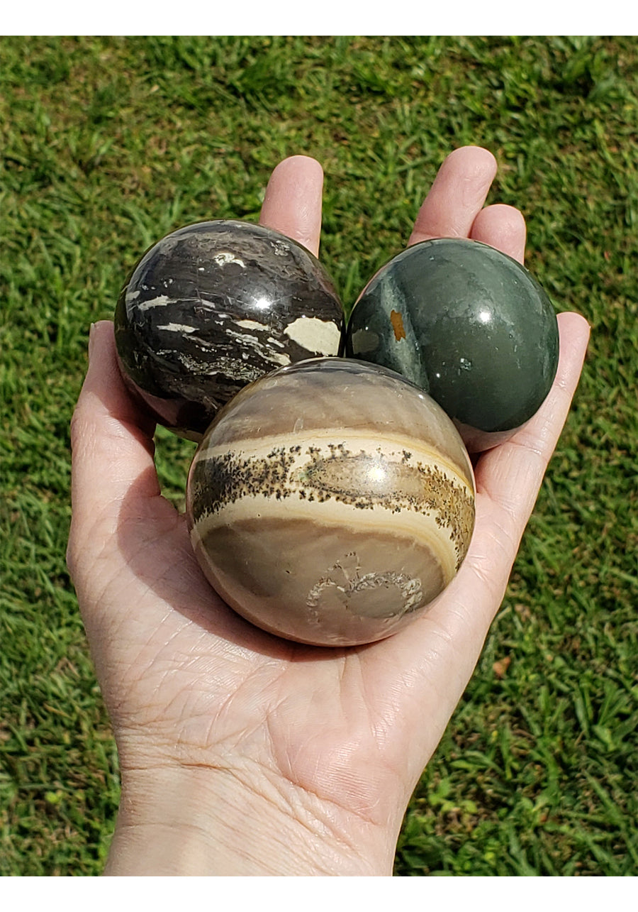 Fancy Jasper Gemstone Orb Sphere - Stone of the Ordered Mind - Multiple Sizes! 2
